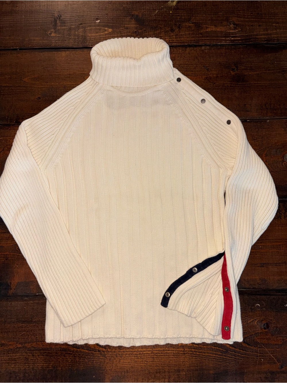 Tommy Hilfiger Cream Ribbed Turtleneck Sweater | Vintage Preppy